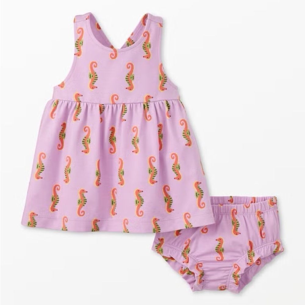 Hanna Andersson Pink Seahorse Dress Set